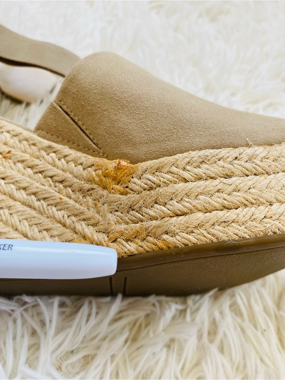 Marc Fisher Beige Suede Espadrille Platform Wedge Sandals Size 8M - Picture 10 of 15